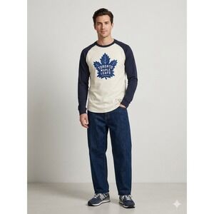 Old Time Hockey Toronto Maple Leafs Baseball Long Sleeve Shirt Mens Medium Navy
